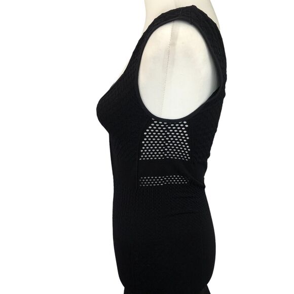Intimately Free People Black Mesh Bodycon Mini Dress V-Neck Stretch‎ Sz M/L - Picture 3 of 9